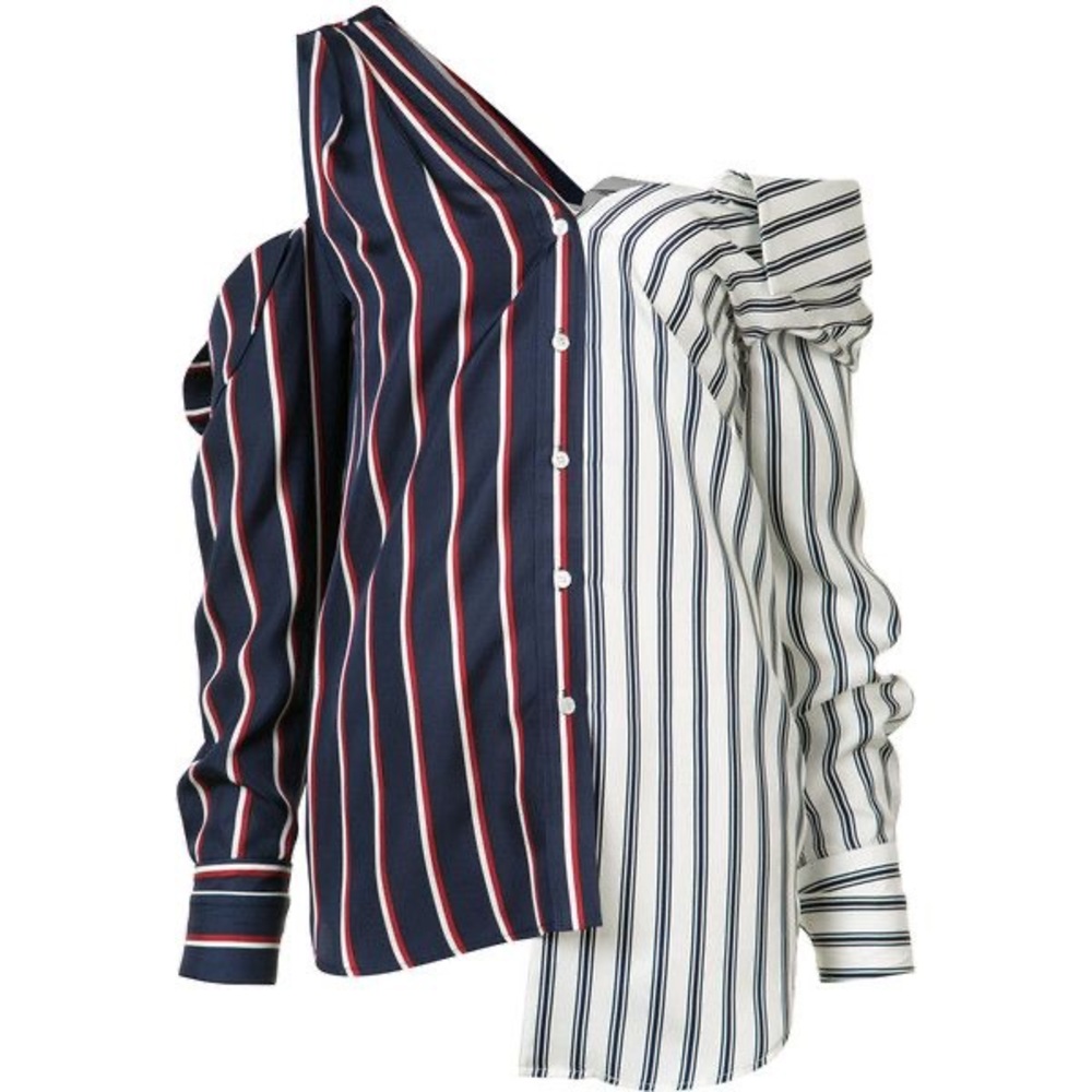 MONSE Navy and Red Striped‎ Blouse